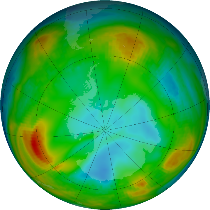 Antarctic ozone map for 17 July 1980